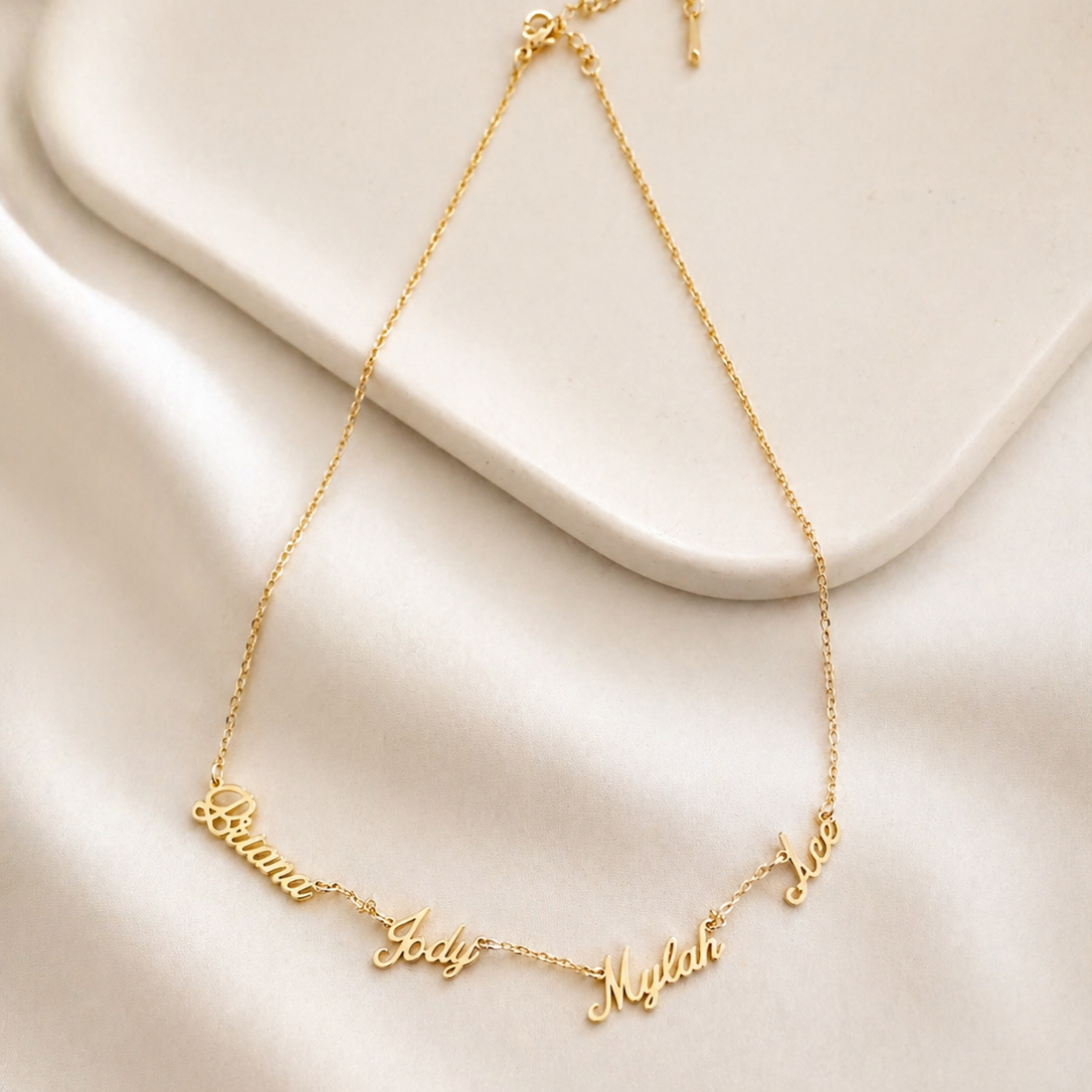 Multi-Name 18k Gold Plated Necklace