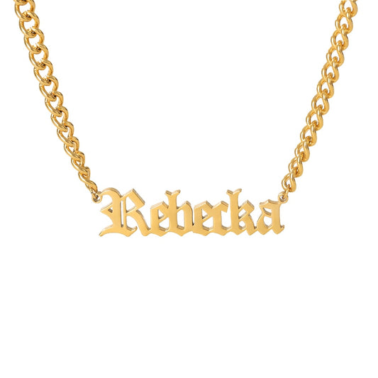Old English Nameplate Necklace