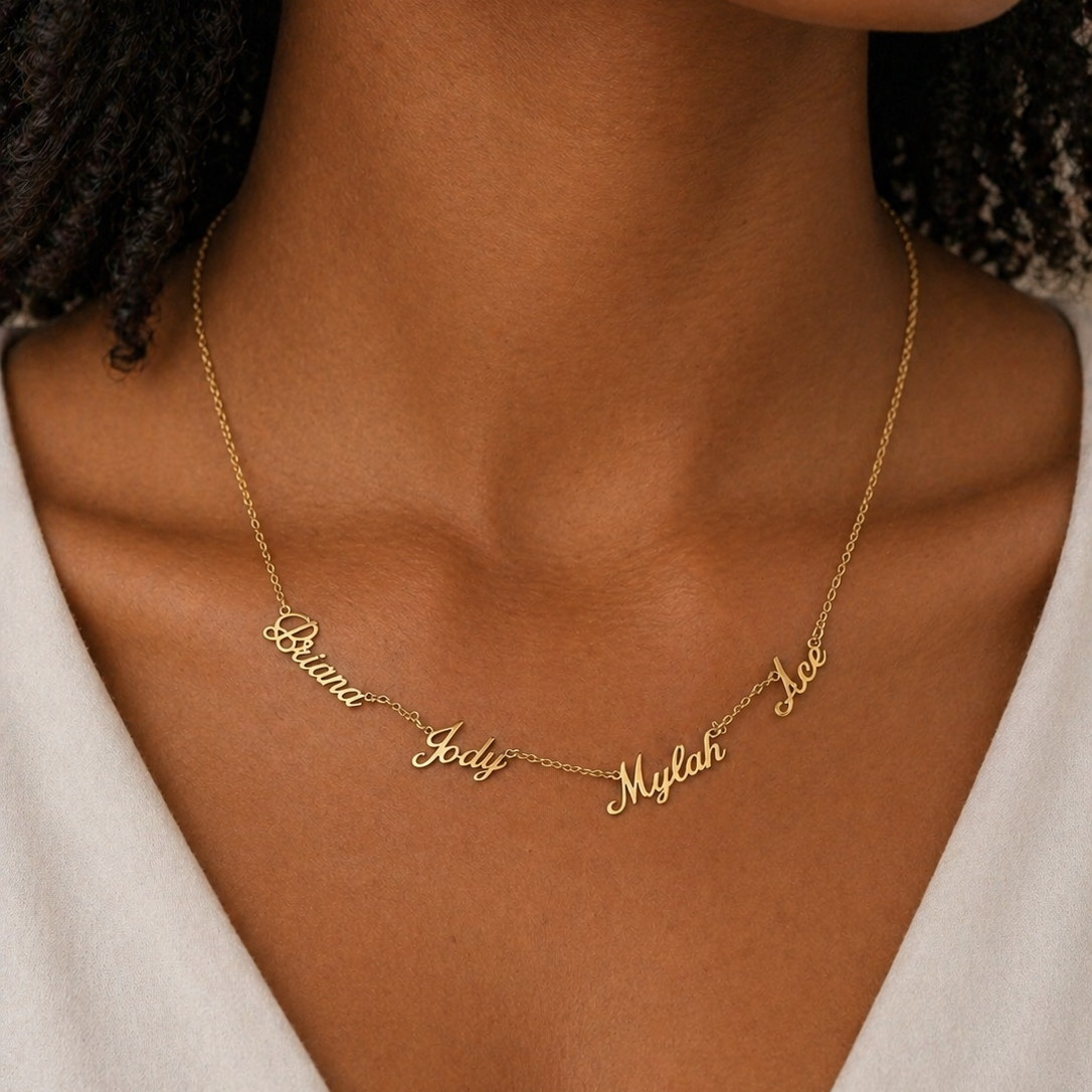 Multi-Name 18k Gold Plated Necklace