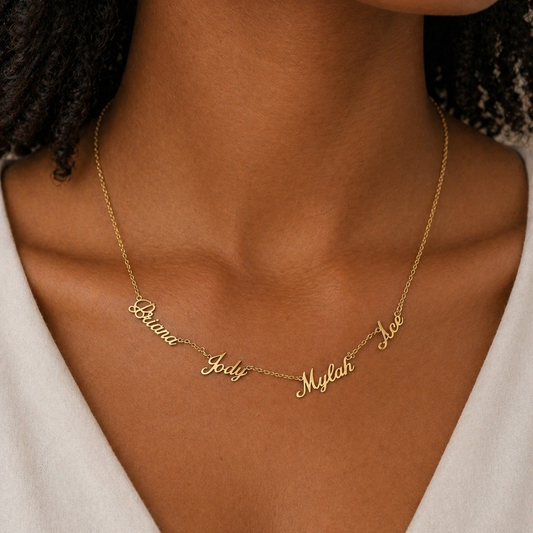 Multi-Name 18k Gold Plated Necklace