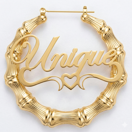 Custom Bamboo Heart Hoops