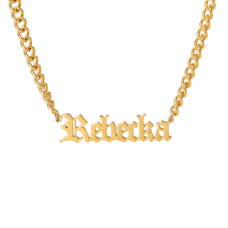 Old English Nameplate Necklace
